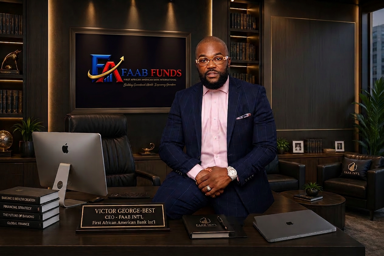 Victor George-Best, Founder & CEO of FAAB Funds, in his office